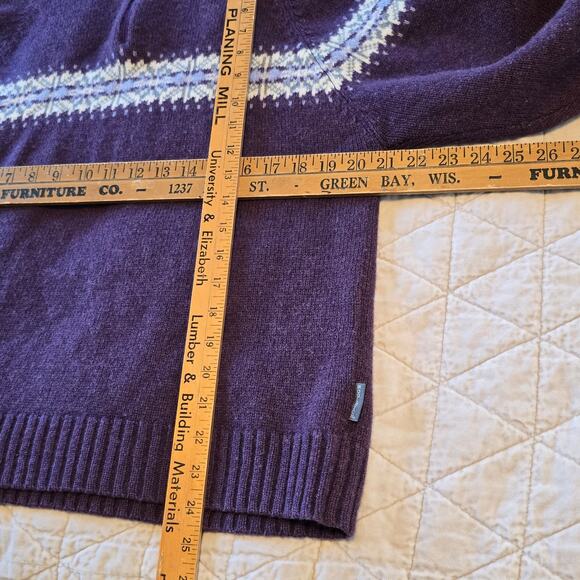 Woolrich Sweater Women's XL Amethyst Wool Fair Isle 1/4 Zip Nordic Outdoors VTG - Picture 8 of 8